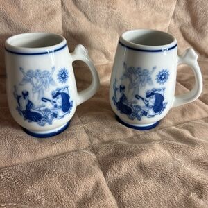 Set of 2 porcelain Porsgrund Norway 1974 The ShepardsChristmas mugs.